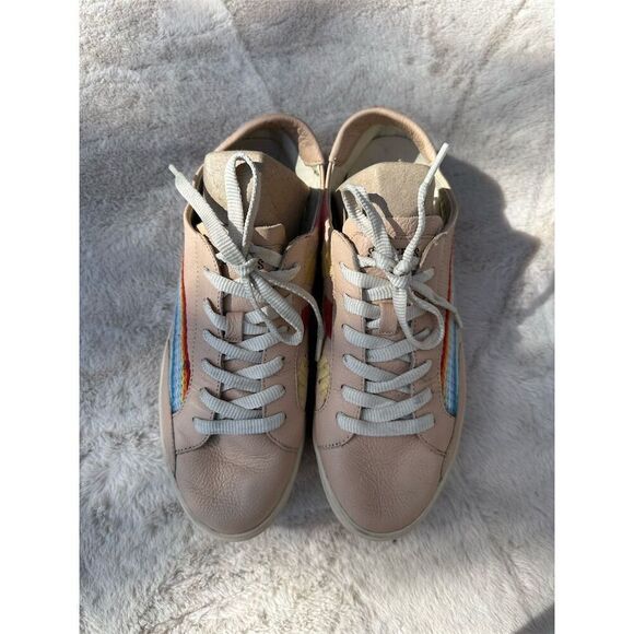 Soludos Women's Pink Rainbow Wave Sneakers Size 10 Embroidered Lace-Up - Picture 4 of 11